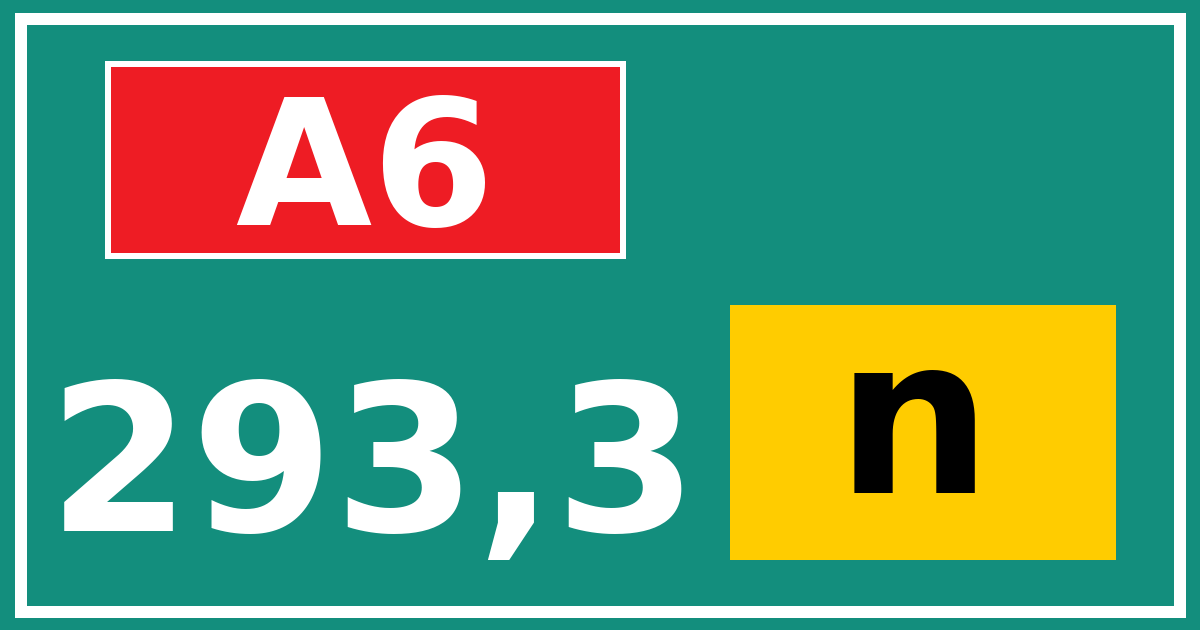 Hectometerbord A6 293,3 letter n