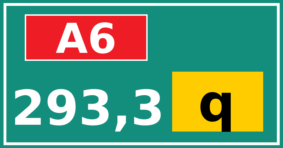 Hectometerbord A6 293,3 letter q