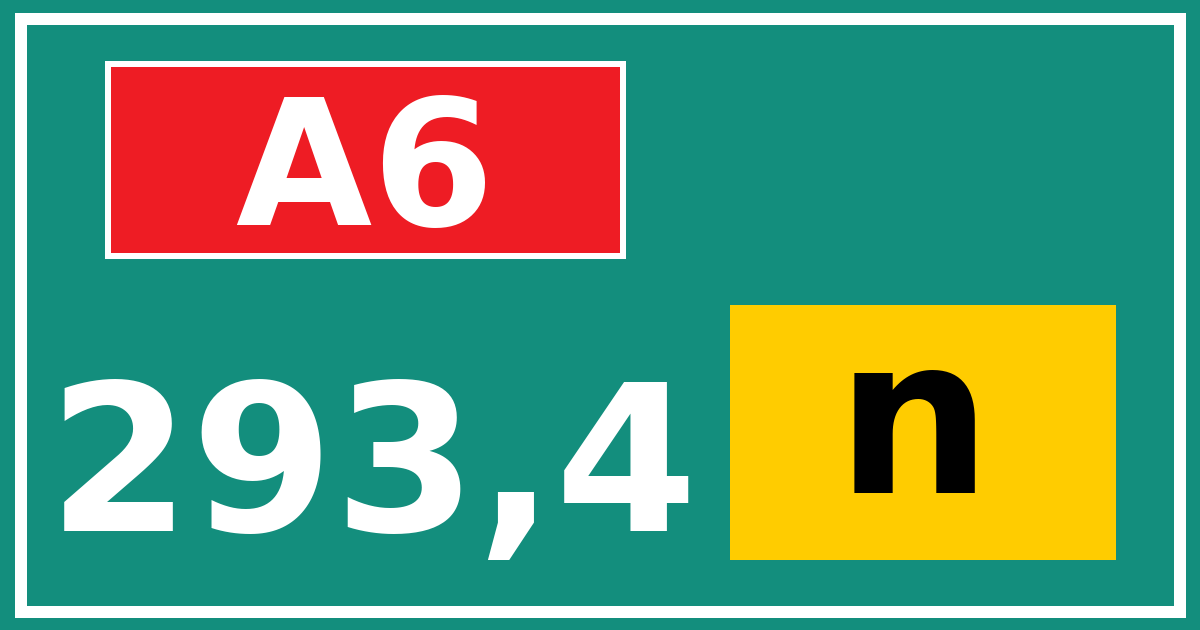 Hectometerbord A6 293,4 letter n