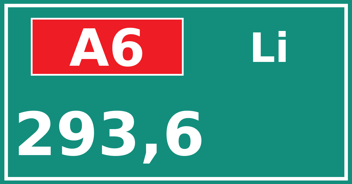 Hectometerbord A6 293,6 zijde Li