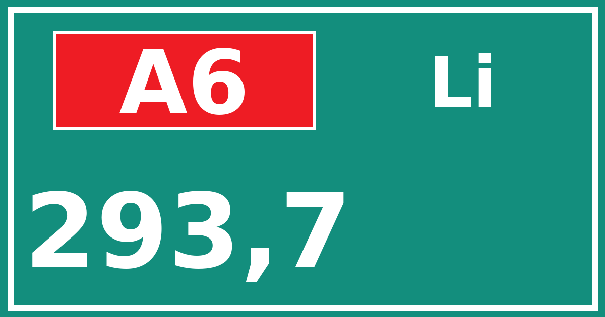 Hectometerbord A6 293,7 zijde Li
