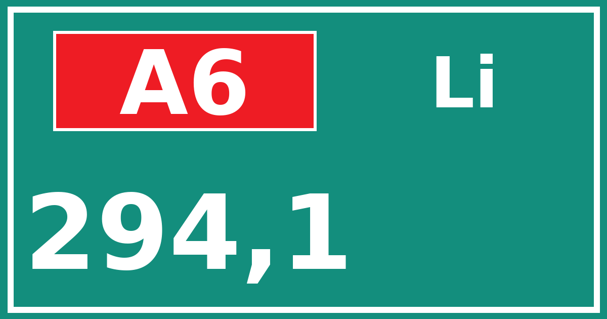 Hectometerbord A6 294,1 zijde Li