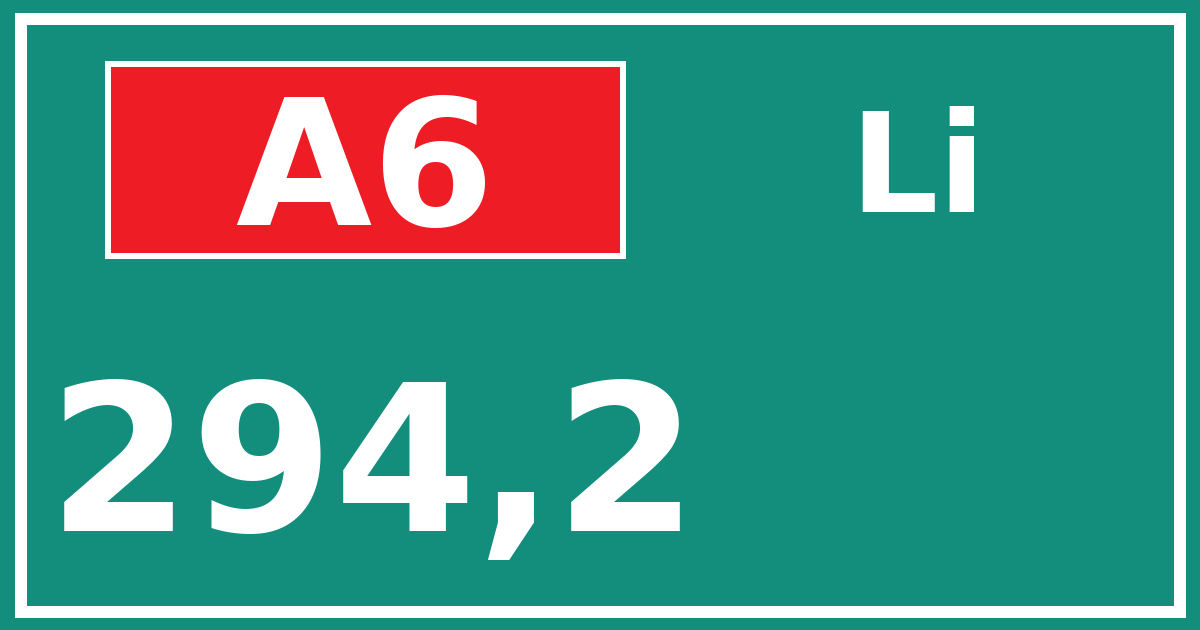 Hectometerbord A6 294,2 zijde Li