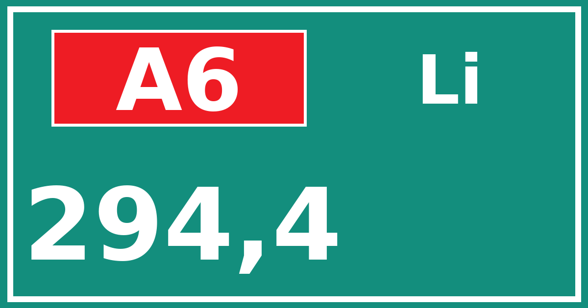 Hectometerbord A6 294,4 zijde Li
