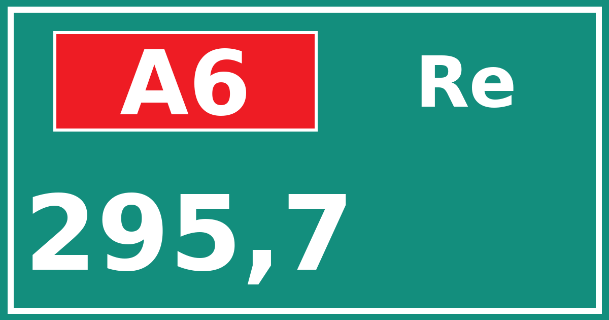 Hectometerbord A6 295,7 zijde Re