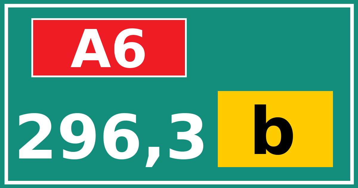 Hectometerbord A6 296,3 letter b