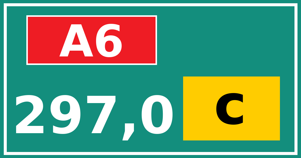Hectometerbord A6 297,0 letter c