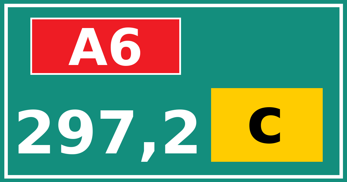 Hectometerbord A6 297,2 letter c
