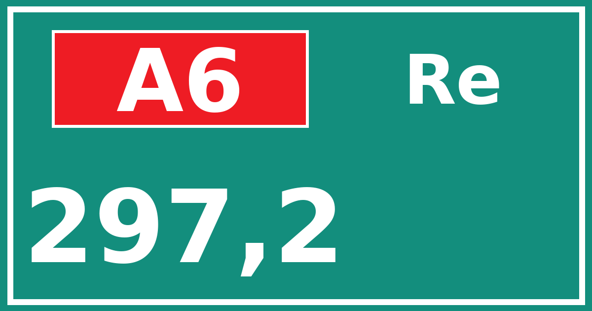 Hectometerbord A6 297,2 zijde Re