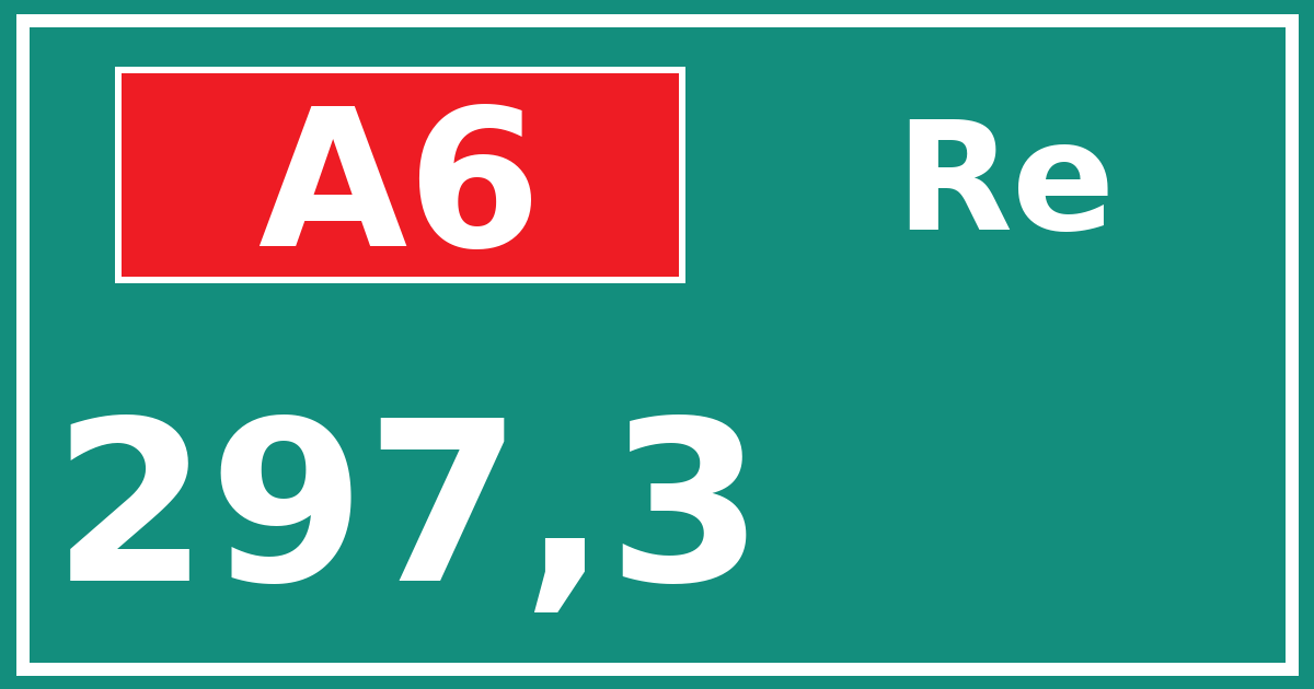 Hectometerbord A6 297,3 zijde Re