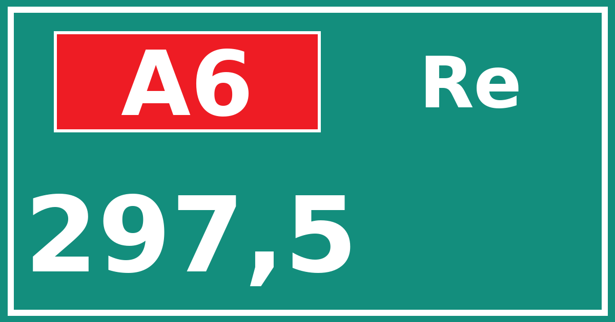 Hectometerbord A6 297,5 zijde Re