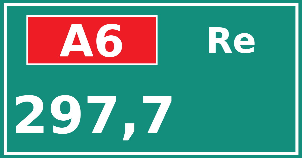 Hectometerbord A6 297,7 zijde Re