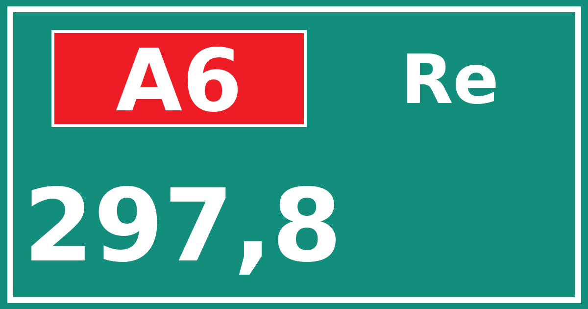 Hectometerbord A6 297,8 zijde Re