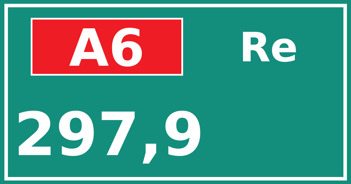 Hectometerbord A6 297,9 zijde Re