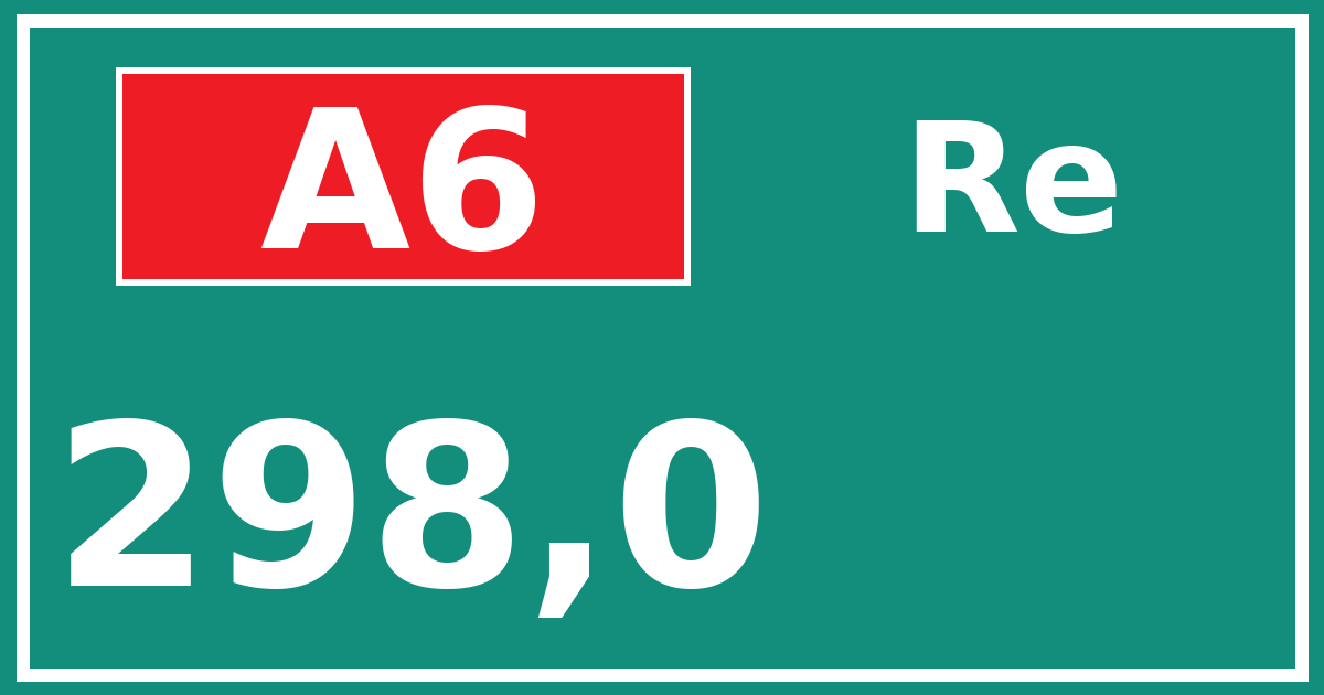 Hectometerbord A6 298,0 zijde Re