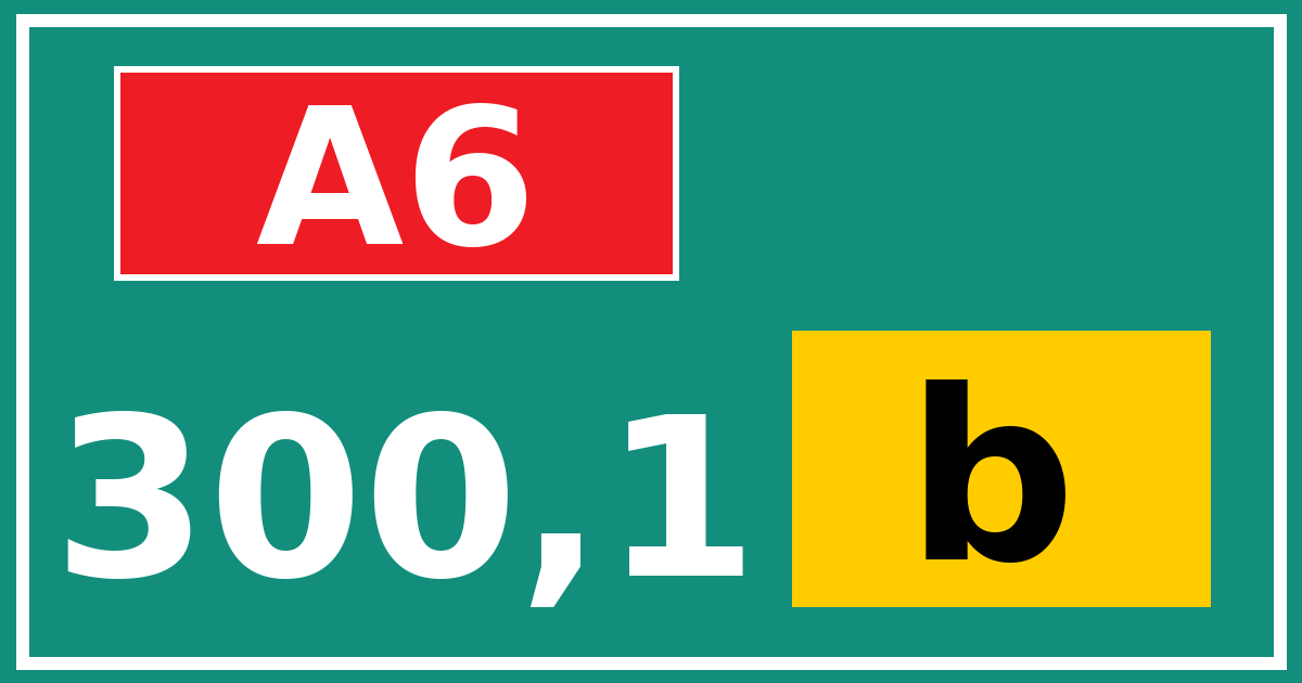 Hectometerbord A6 300,1 letter b