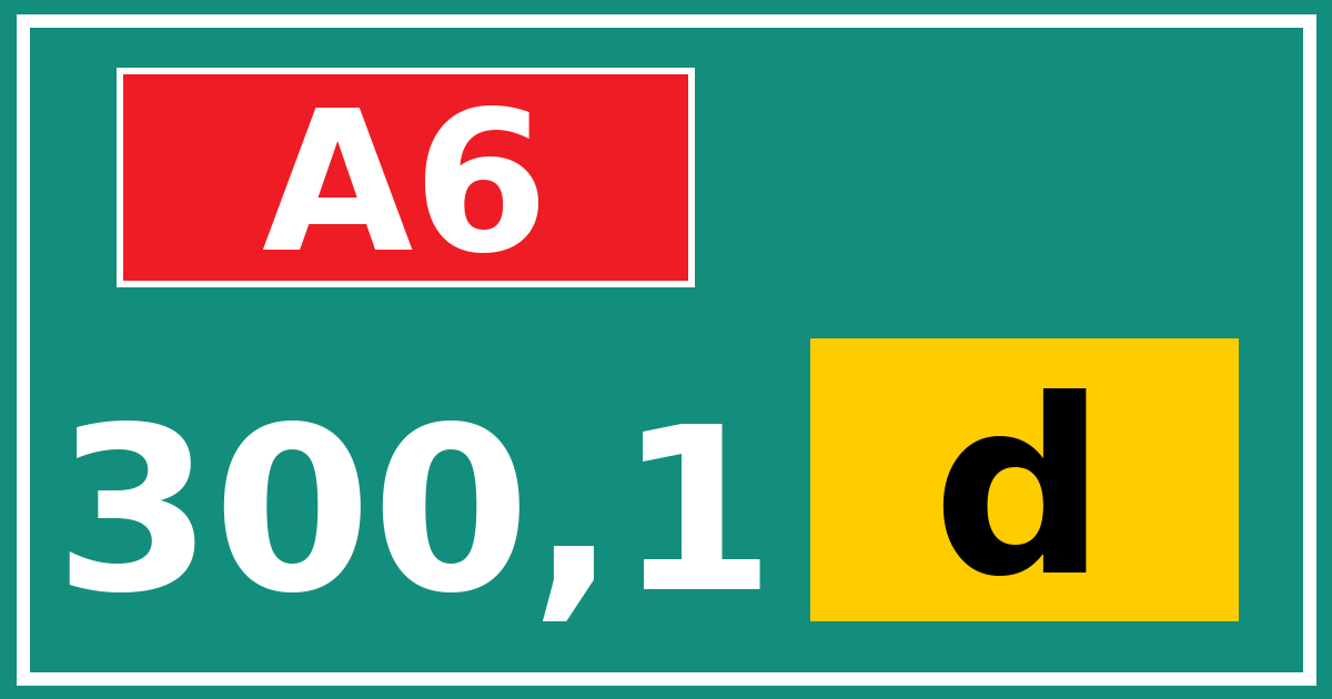 Hectometerbord A6 300,1 letter d