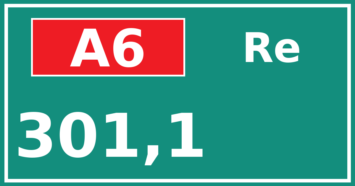Hectometerbord A6 301,1 zijde Re