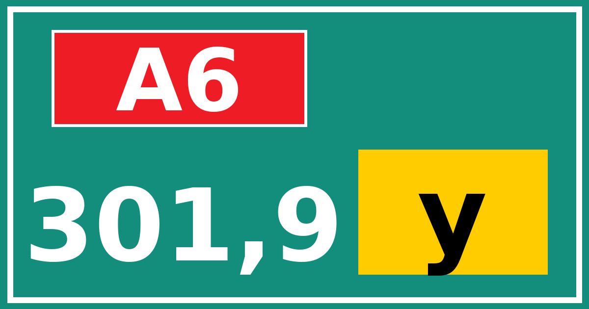 Hectometerbord A6 301,9 letter y
