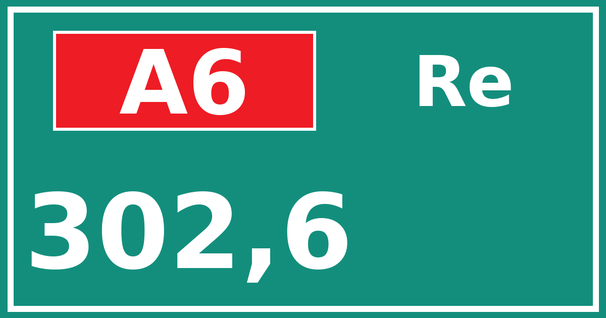 Hectometerbord A6 302,6 zijde Re
