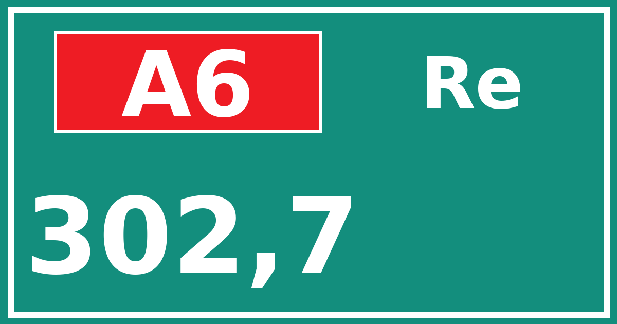 Hectometerbord A6 302,7 zijde Re