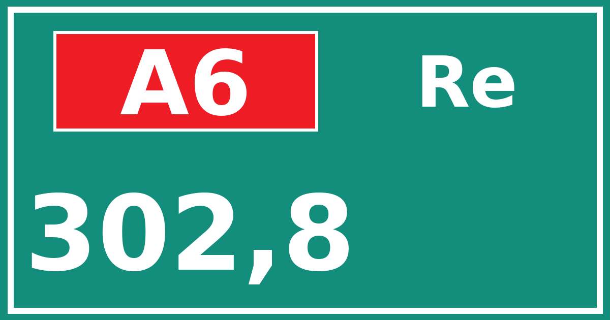 Hectometerbord A6 302,8 zijde Re