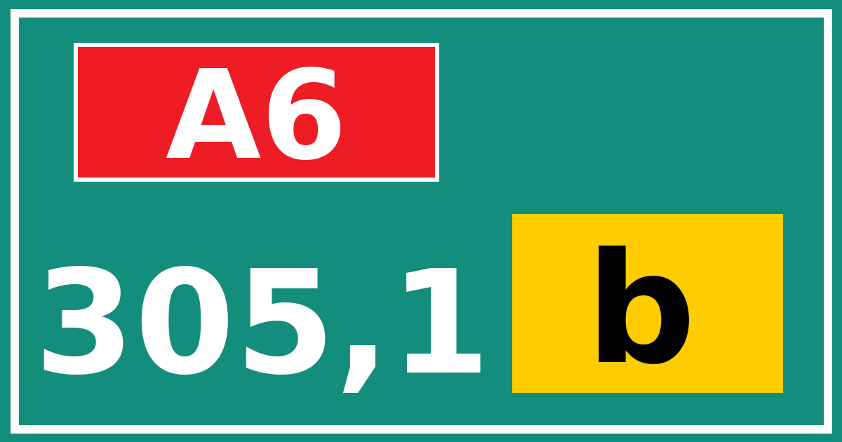 Hectometerbord A6 305,1 letter b