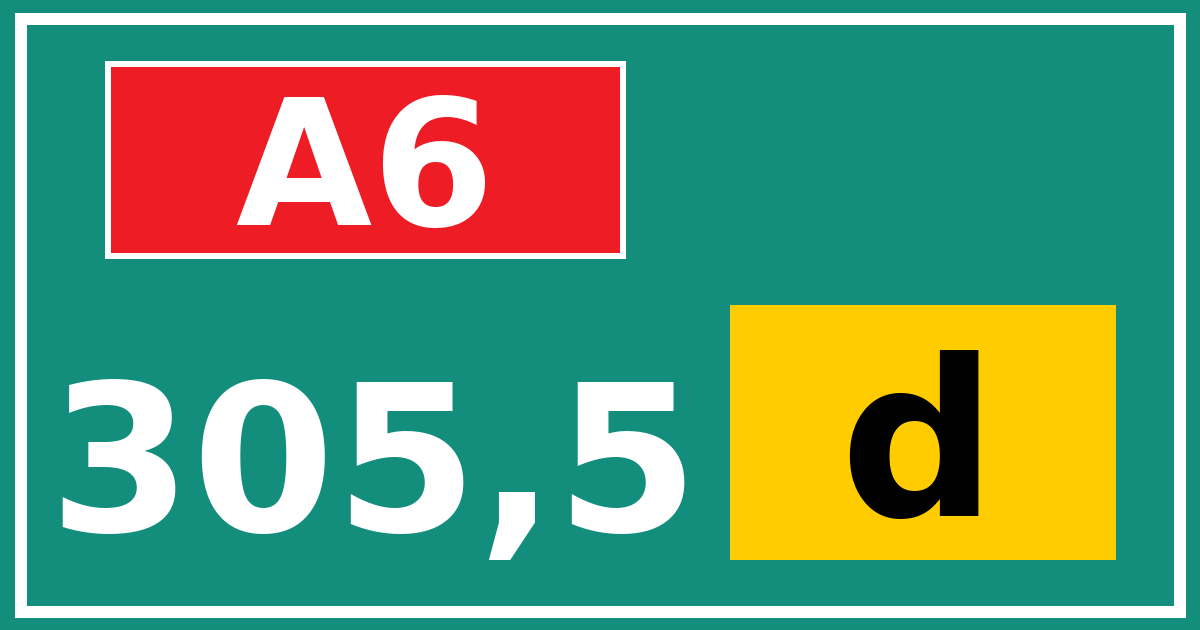 Hectometerbord A6 305,5 letter d
