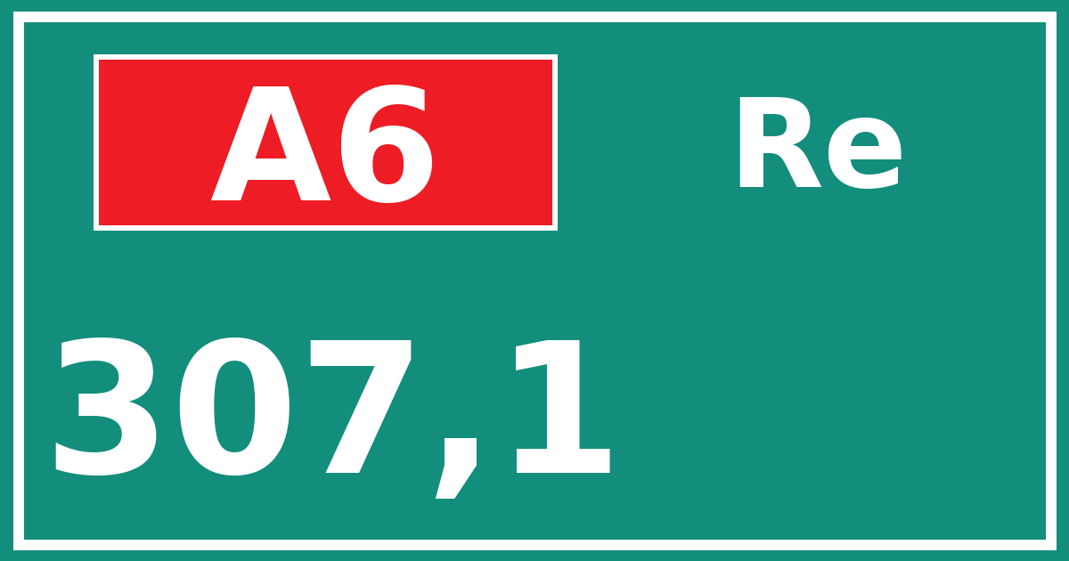 Hectometerbord A6 307,1 zijde Re