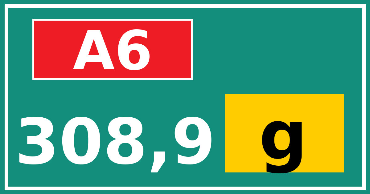 Hectometerbord A6 308,9 letter g