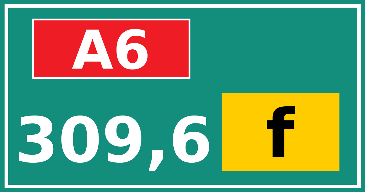 Hectometerbord A6 309,6 letter f