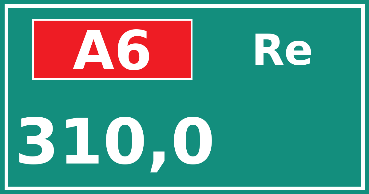 Hectometerbord A6 310,0 zijde Re