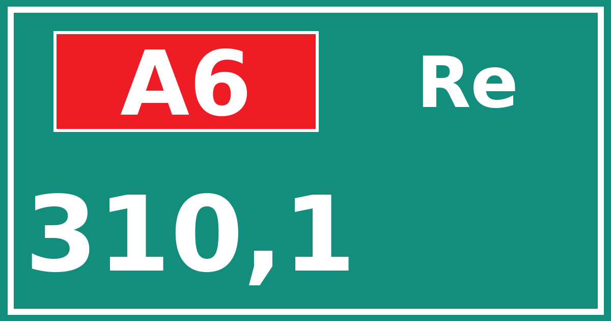 Hectometerbord A6 310,1 zijde Re
