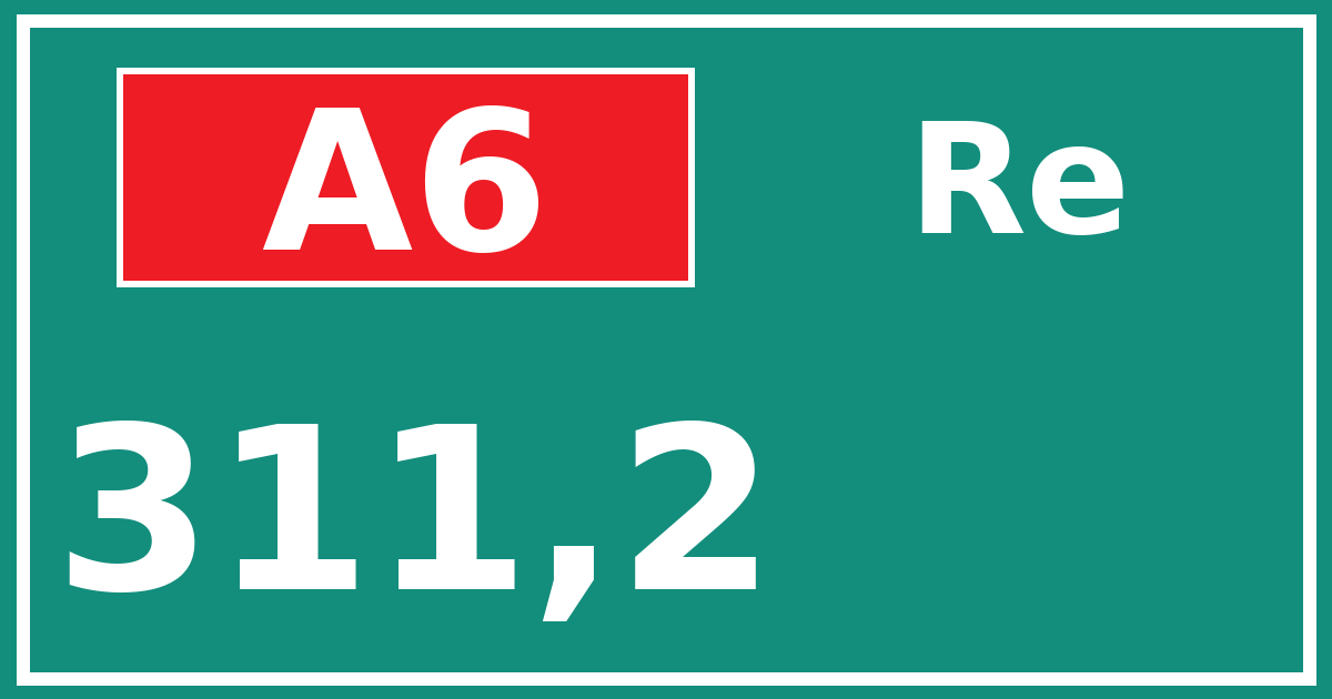 Hectometerbord A6 311,2 zijde Re
