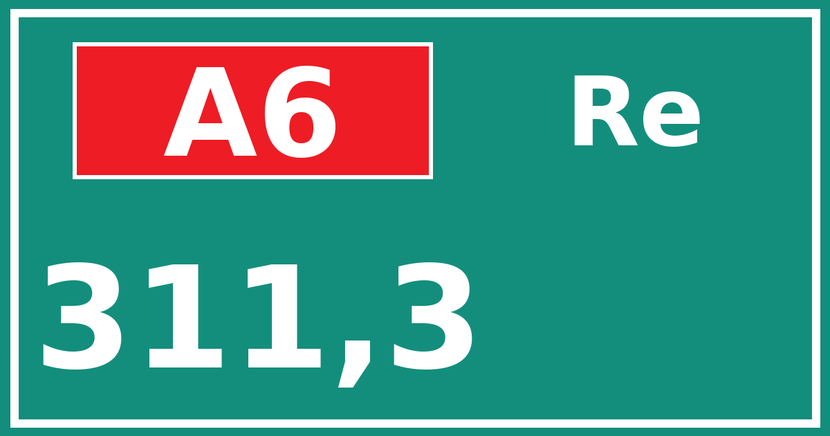 Hectometerbord A6 311,3 zijde Re