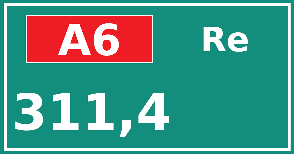 Hectometerbord A6 311,4 zijde Re