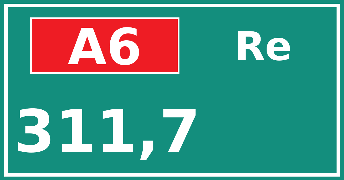 Hectometerbord A6 311,7 zijde Re