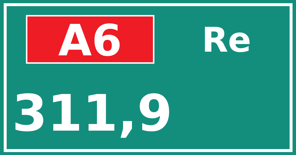 Hectometerbord A6 311,9 zijde Re