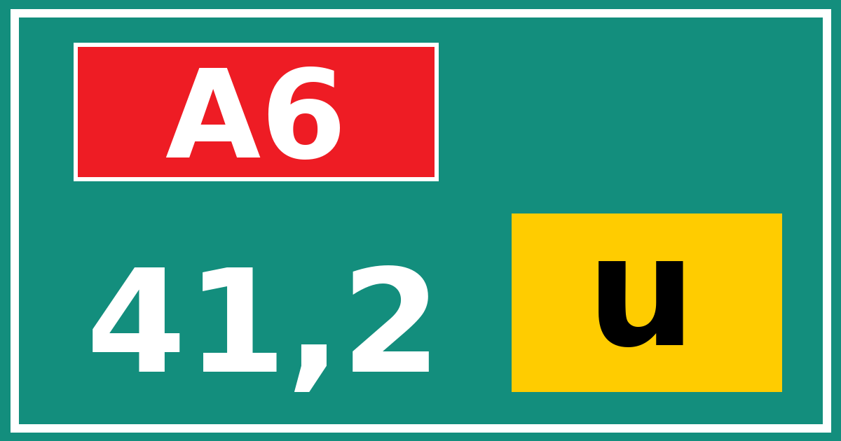 Hectometerbord A6 41,2 letter u