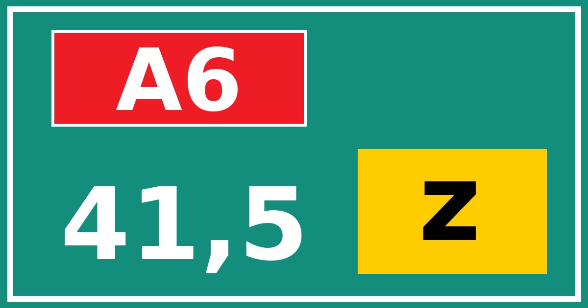 Hectometerbord A6 41,5 letter z
