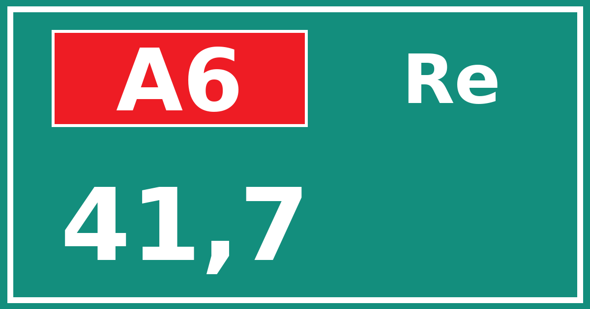 Hectometerbord A6 41,7 zijde Re