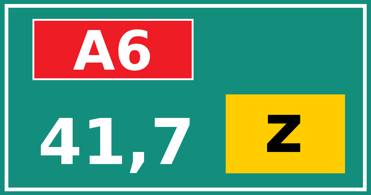Hectometerbord A6 41,7 letter z
