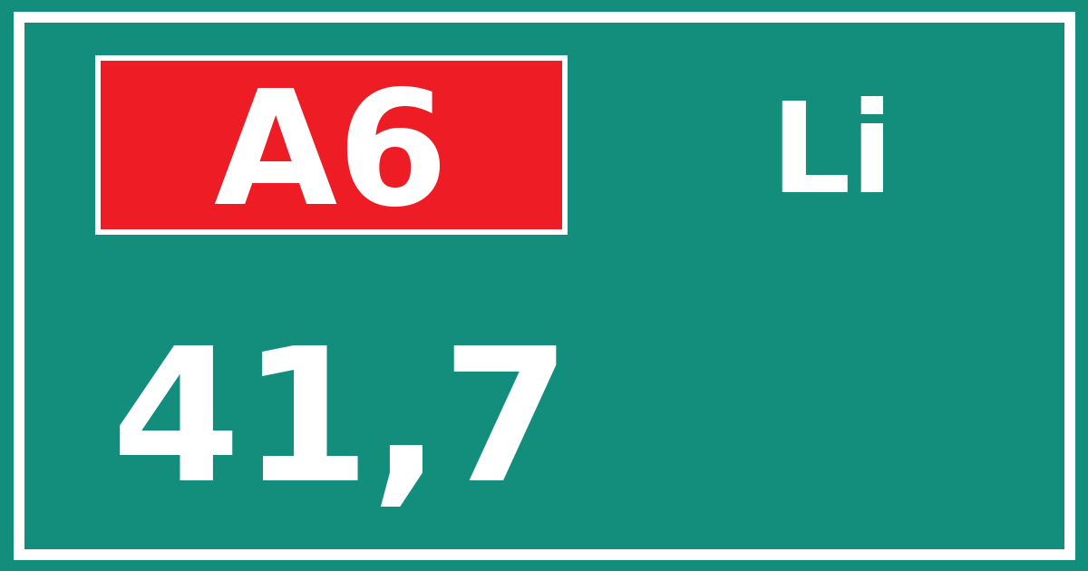 Hectometerbord A6 41,7 zijde Li