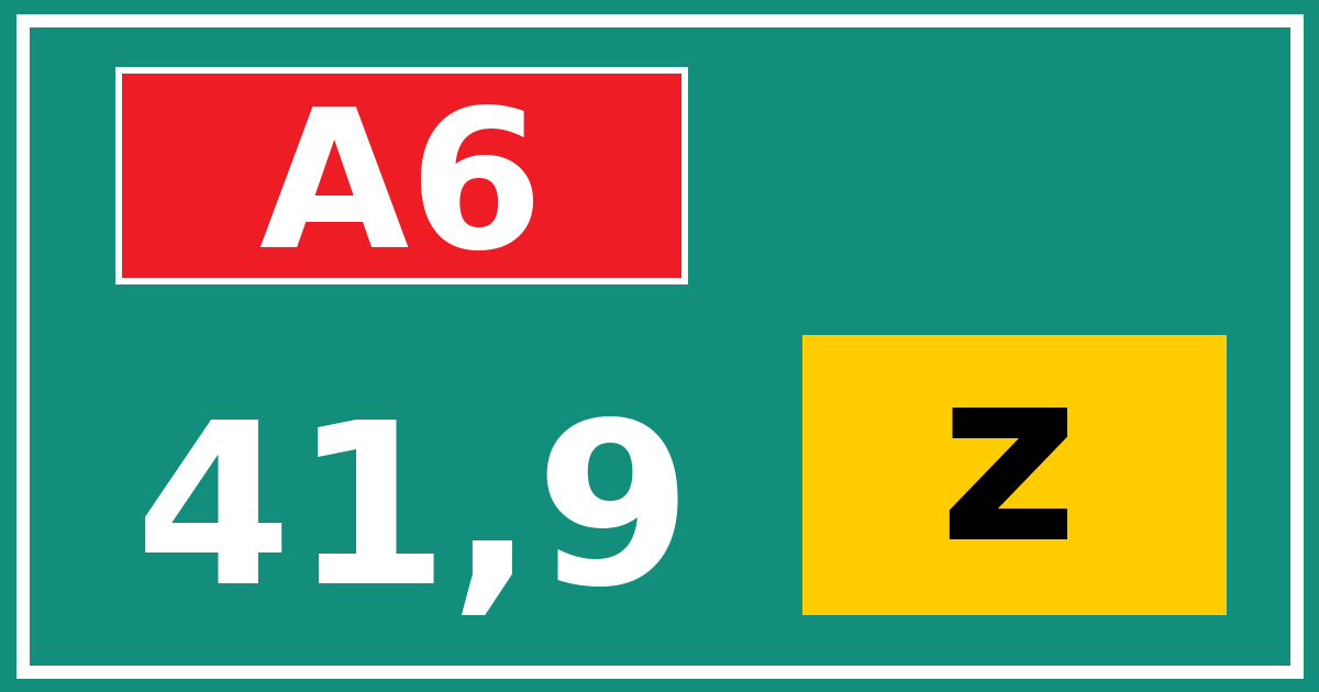 Hectometerbord A6 41,9 letter z