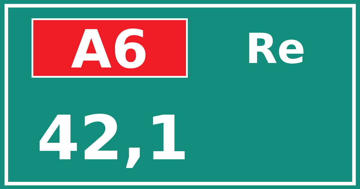 Hectometerbord A6 42,1 zijde Re