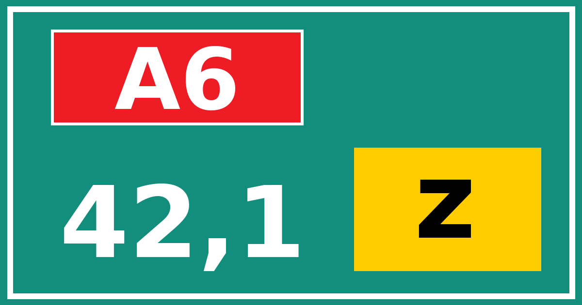 Hectometerbord A6 42,1 letter z