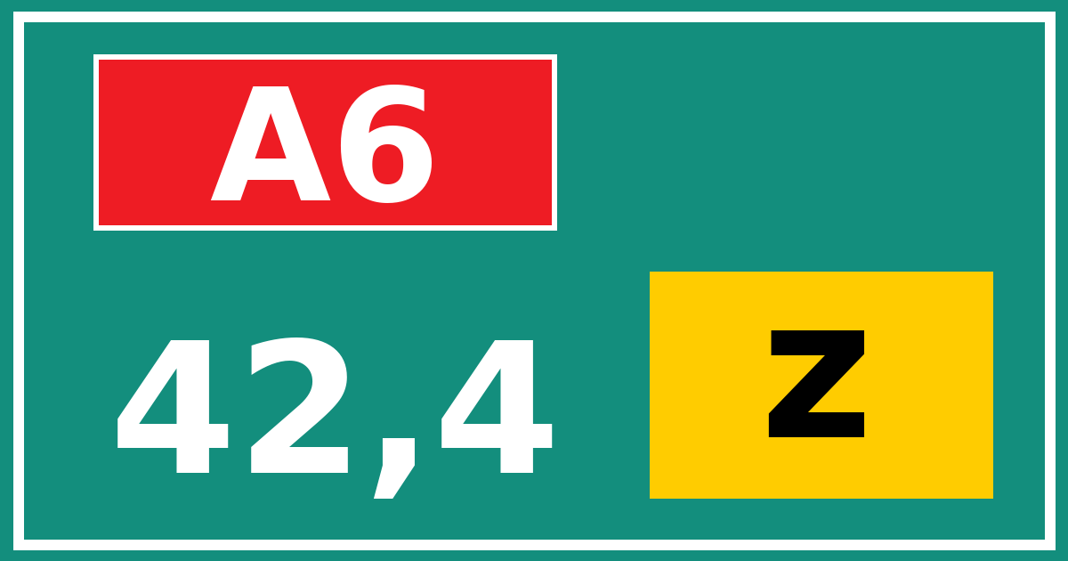 Hectometerbord A6 42,4 letter z