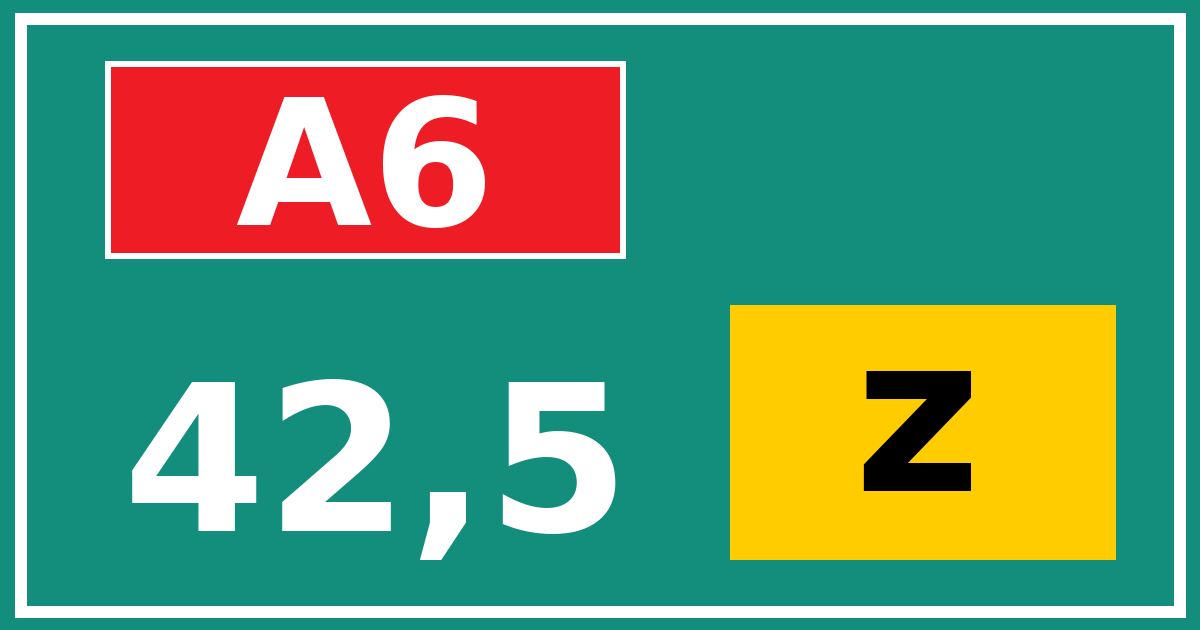 Hectometerbord A6 42,5 letter z