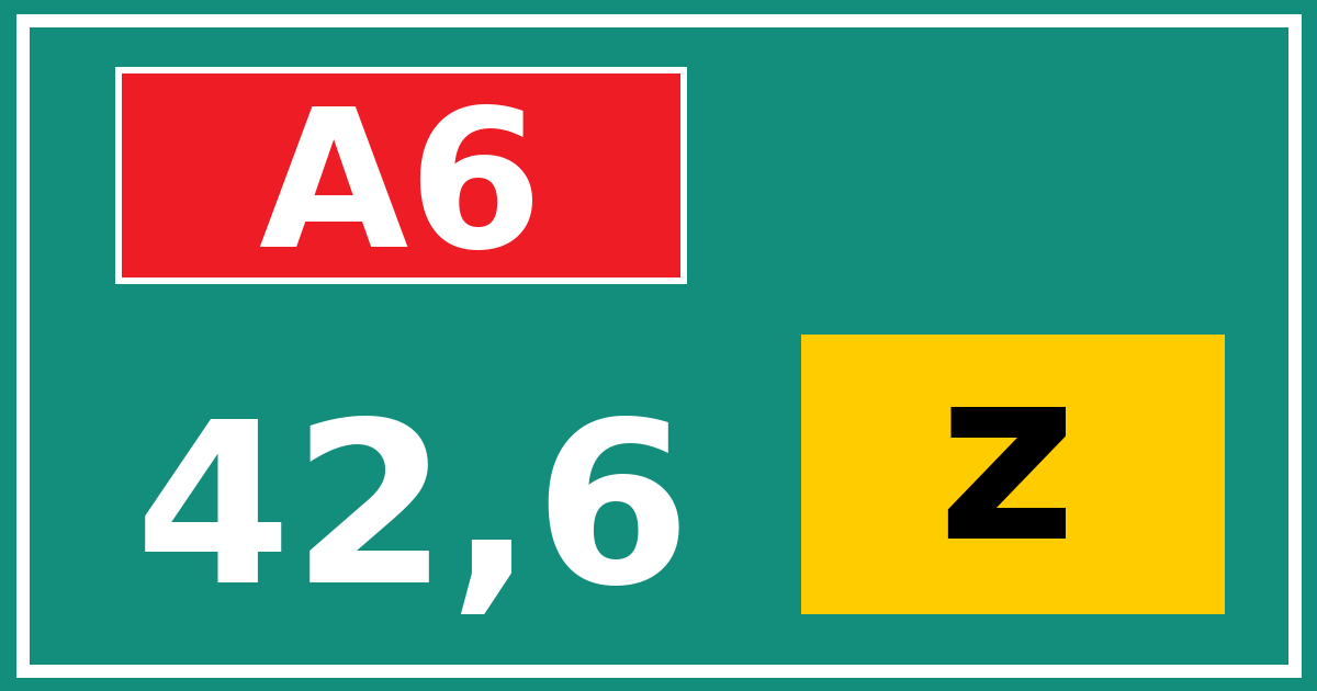 Hectometerbord A6 42,6 letter z