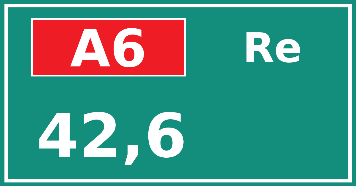 Hectometerbord A6 42,6 zijde Re